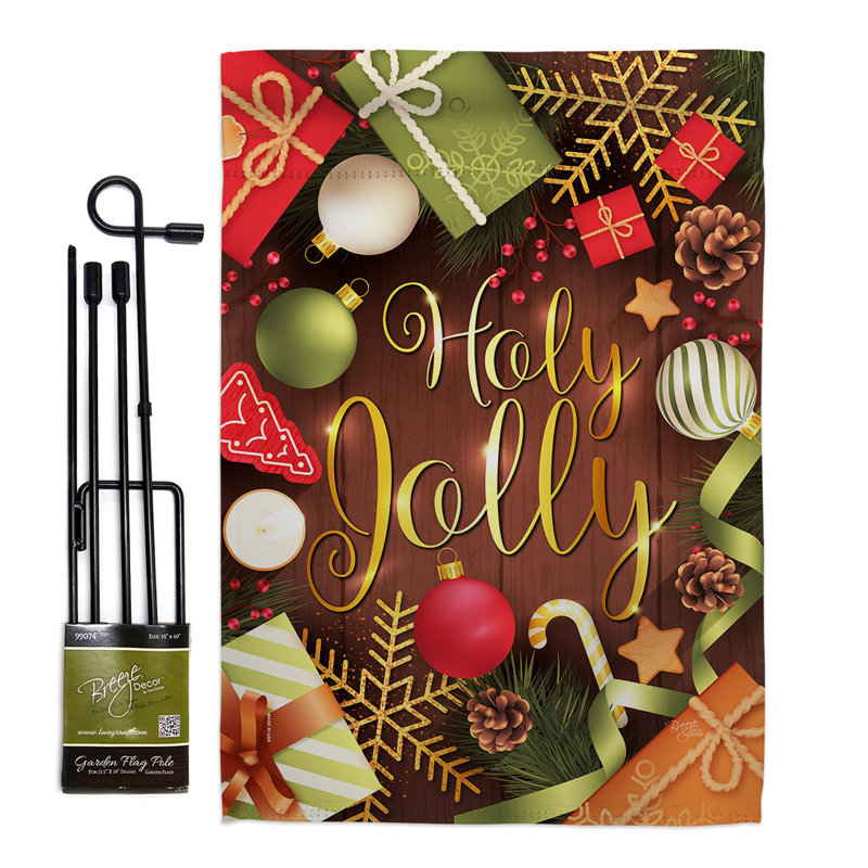 Double Sided 18.5'' H x 13'' W Polyester Christmas Flag Set