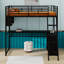 Structure de lit mezzanine en métal avec garde de sécurité, DEL, bureau, tablettes et échelle