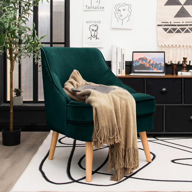 Jomira Velvet Side Chair, Green Velvet