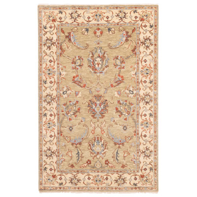 Modern Oushak Olive Rug 5'2" x 7'10"