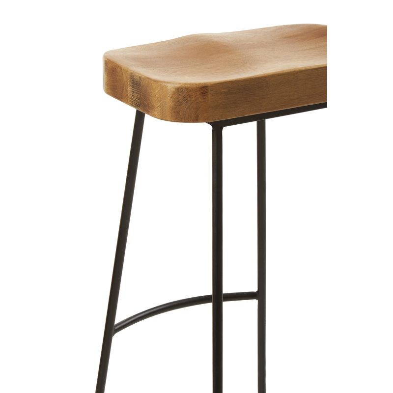 Levon Counter Stool with Metal Frame, Natural Oak