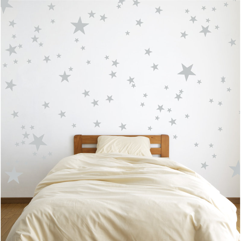 Adhésif décoratif étoiles, Gris clair, H 24 po x l 27 po x P 0,01 po