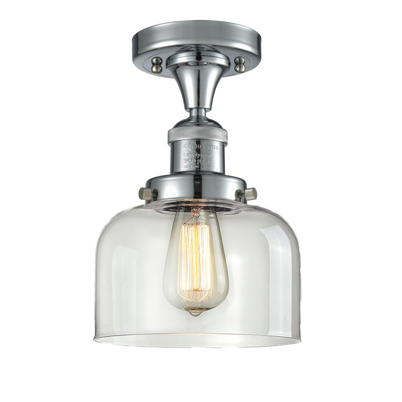 Plafonnier semi-encastré 8 po Bell, Clair, Ampoule à DEL rétro de 6 watts, Chrome poli
