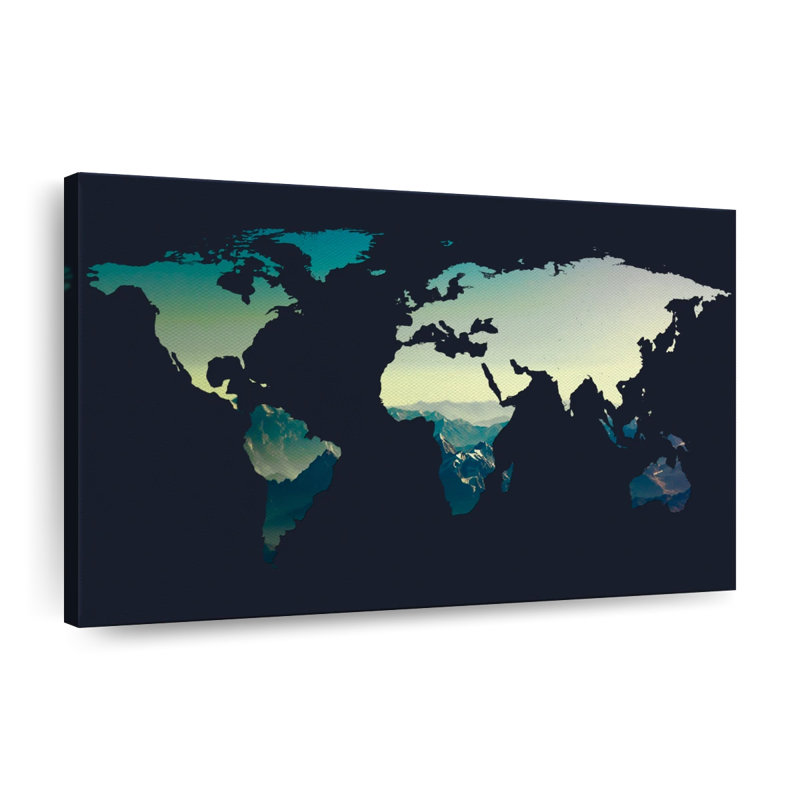 " Canyon World Map ", 8" H x 12" W x 1" D