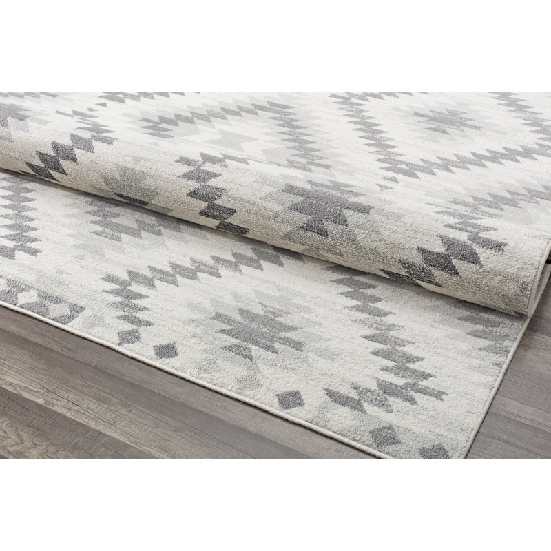 Heron Bodrum Tribal Kilim Denim Area Rug, Rectangle 5' x 7', Ivory/Silver/Gray