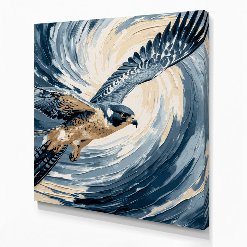 «Birds Peregrine Falcon», art mural sur toile bleue, H 12 po x l 12 po