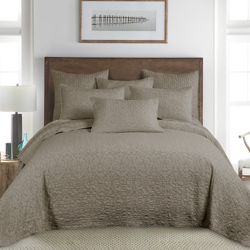 Beckett Polyester Bedspread Set by Levtex Home, King Bedspread + 2 Shams, Cream