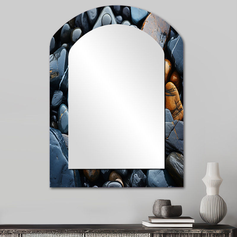 Rocky Beach Patterns II - miroir mural asymétrique décoratif de plage, 34 po x 25 po