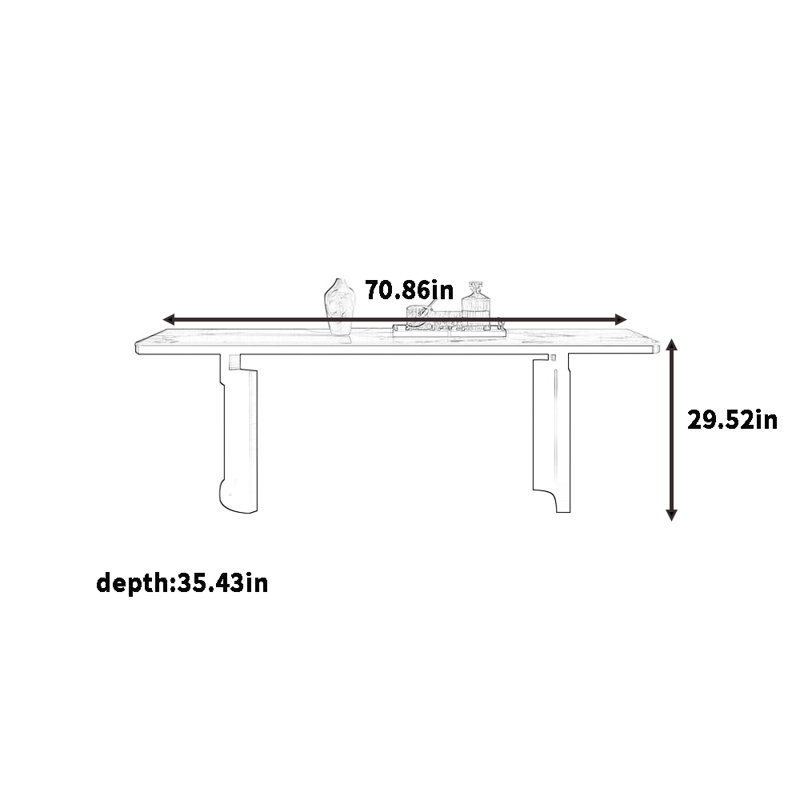 La table de salle à manger minimaliste en pierre est robuste, H 29,52 po x L 70,86 po x l 35,43 po