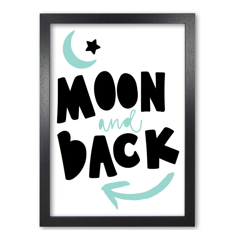 Moon And Back - Print, Black/Blue, Black Grain Frame, 30 cm H x 21 cm W x 5 cm D