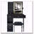 29.2" Small Space Vanity Table with LED Mirror, Power Station, Hair Dryer Bracket and Stool-1828783525