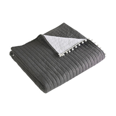 Pom Pom Slate Quilted Throw