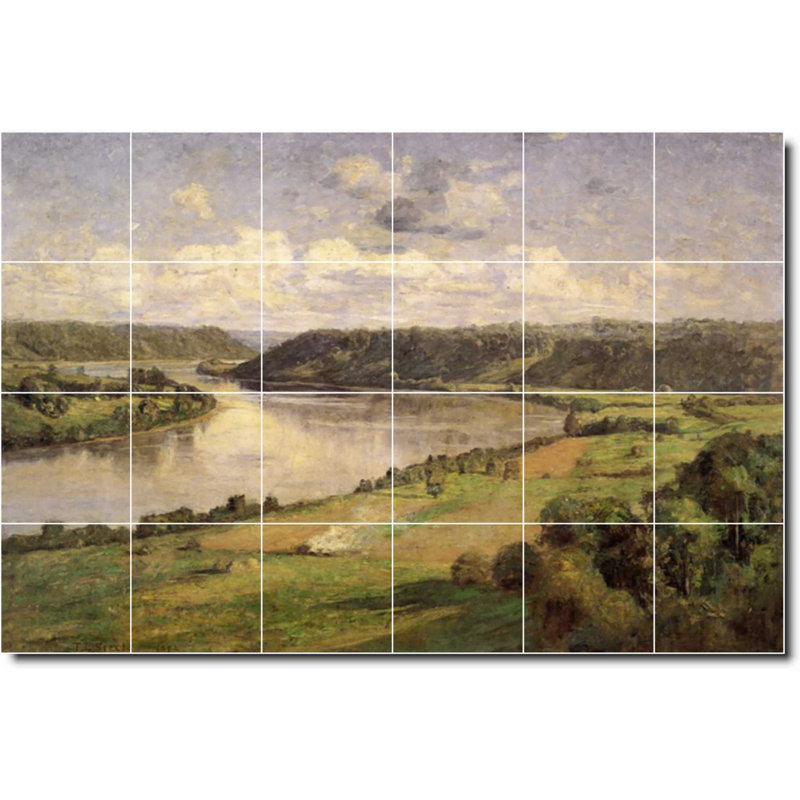 Carreau de céramique décorative 36 po x 24 po 6 po x 6 po, Theodore Steele, peinture de paysage W08414
