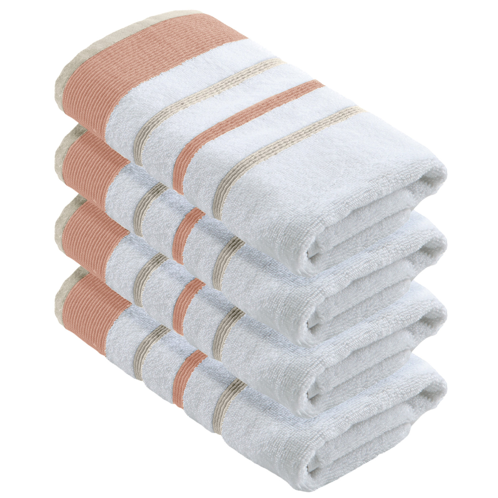 Deanthony Luxury Cotton Decorative, Dusty Rose/Cappuccino, Hand Towels - 4 Pack