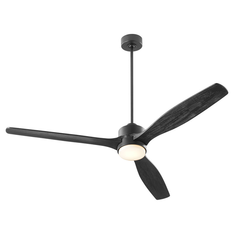 Ventilateur de plafond standard 65 pouces à 3 pales avec commande murale Jathaniel, Noir