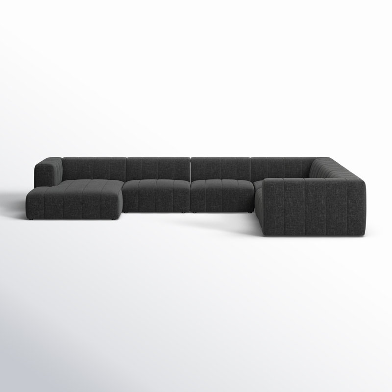 Bowry 6 - Piece Chaise Sectional, Left Hand Facing, Saxon Charcoal Polyester Blend, 25" H x 157" W x 122" D