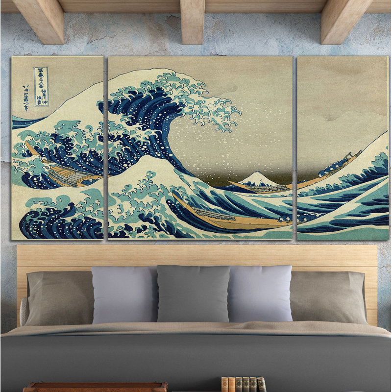La grande vague - reproduction d'art sur toile, H 40 po x l 80 po x P 1,5 po