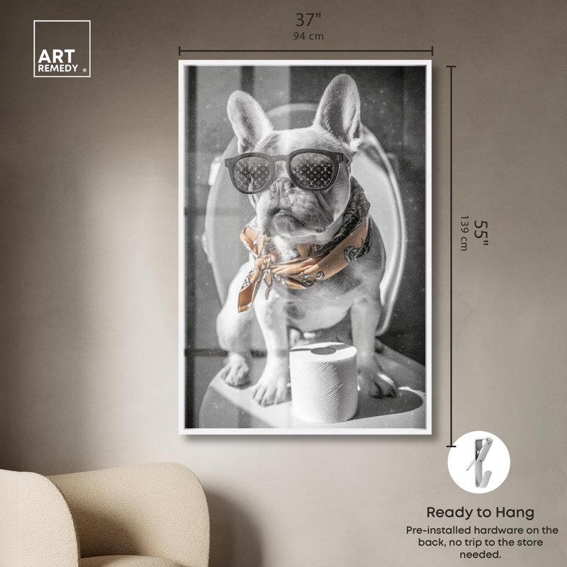 Écharpe Frenchie, H 55 po x l 37 po, Blanc