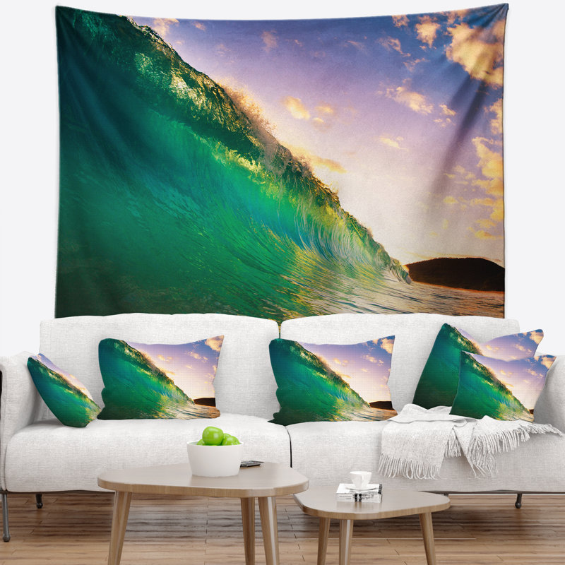 Vagues embrasser la tapisserie des nuages Seascape, H 32 po x l 39 po