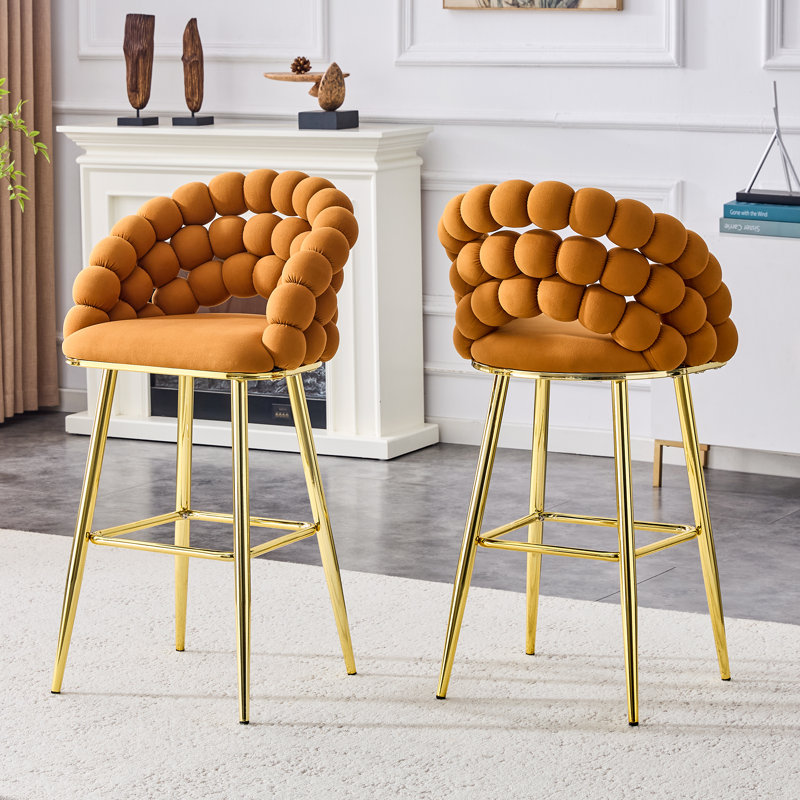 Ensemble de 2 tabourets de bar d'appoint Puffy Bubble Chair, Orange