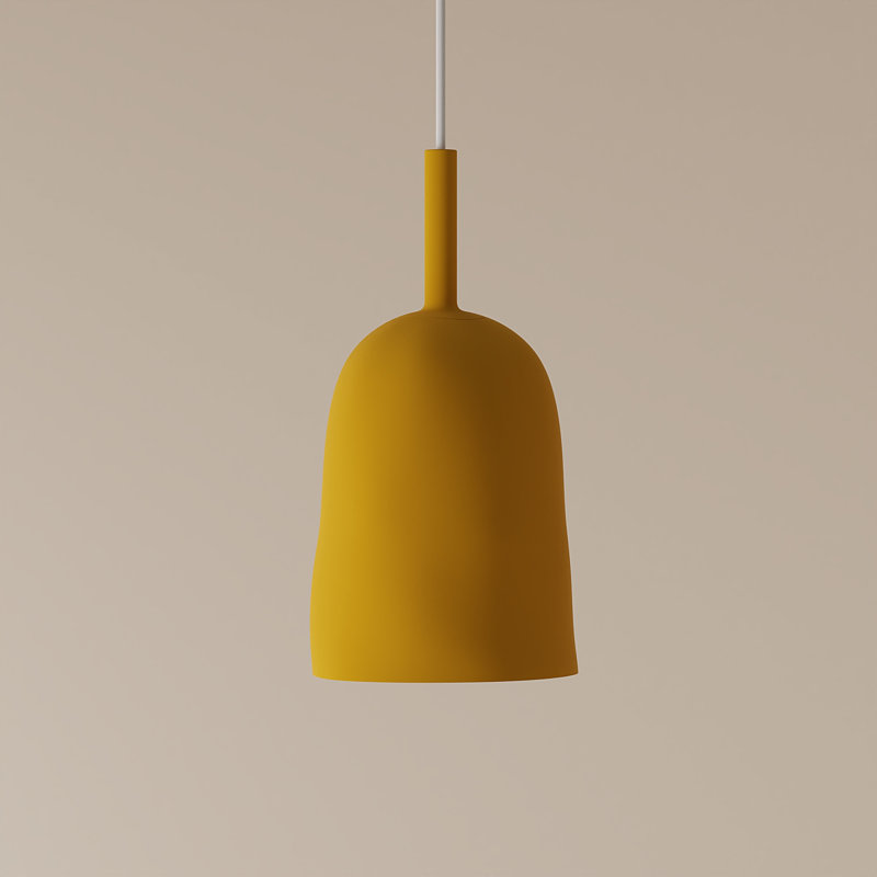 Vessel Pendant Light, 18" H x 14.5" W x 9" D, Mustard, White