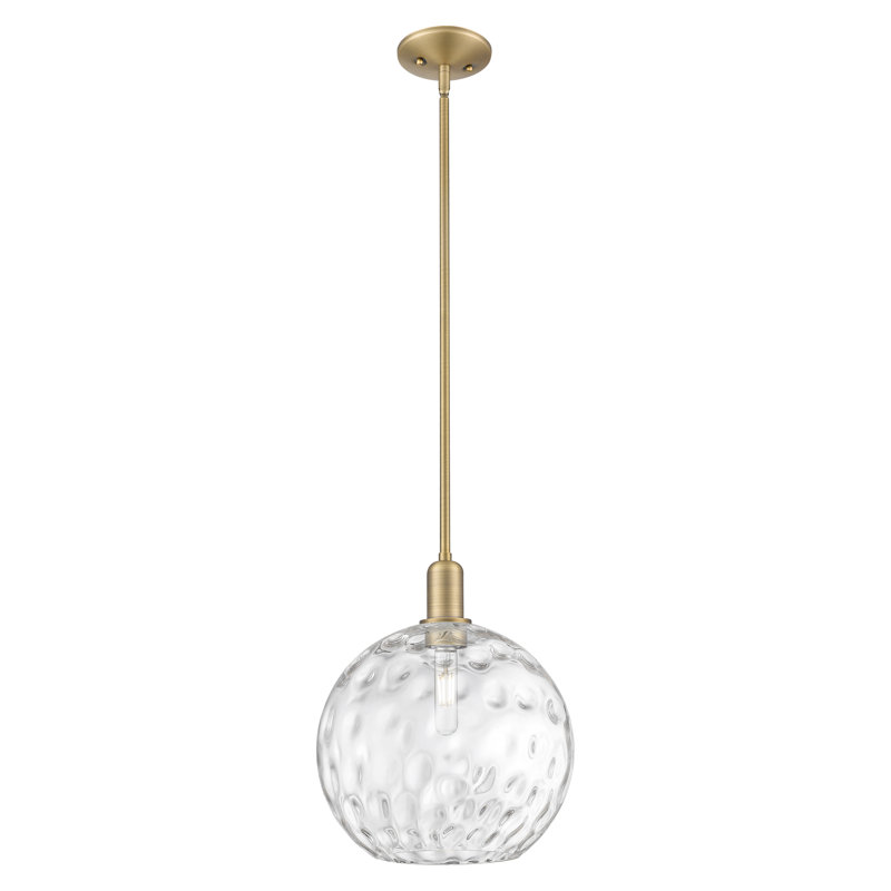 Mini-luminaire suspendu 1 lumière Arcadia - Sevier, Laiton brossé, H 10,5 po x l 12 po x P 12 po