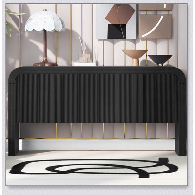 Armoire de rangement rayée avec 4 portes, réglable, idéale pour le bureau, l'entrée et le salon