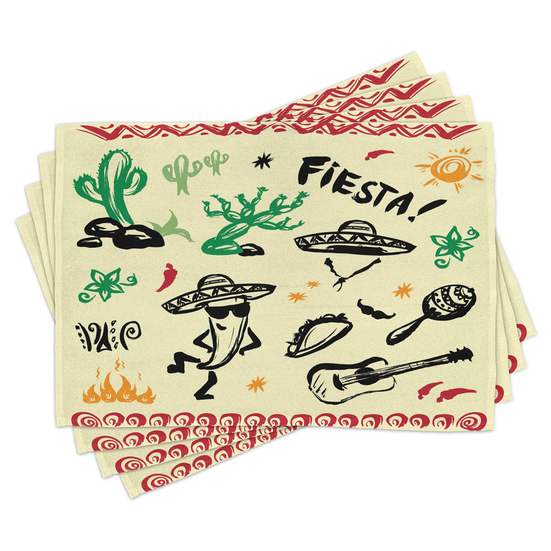 Platzdeckchen 4er-Set, Taco Fiesta Gitarre, Multicolor