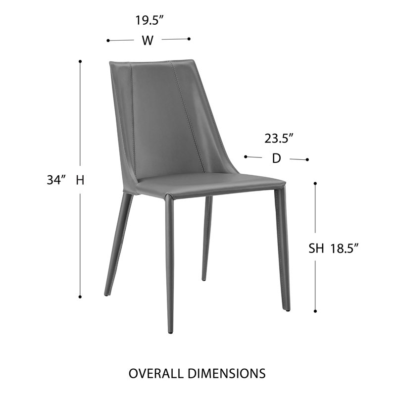 Table de salle à manger 79 "Deodat en blanc mat et 6 chaises Kalle en gris, Gris