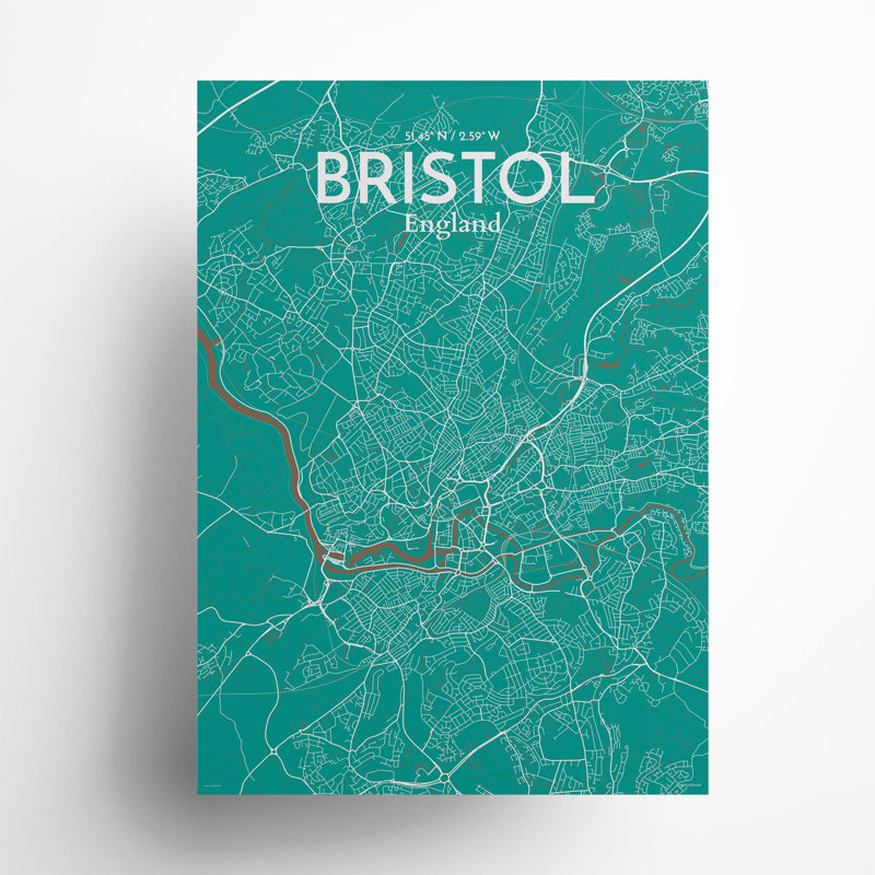 Bristol City Map In Nature - No Frame Print, 27.6cm H x 19.7cm W x 0.05cm D