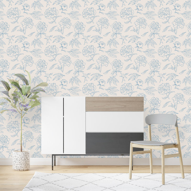 Panneau de papier peint auto-adhésif Peony, L 2,08 pi x L 10,42 pi