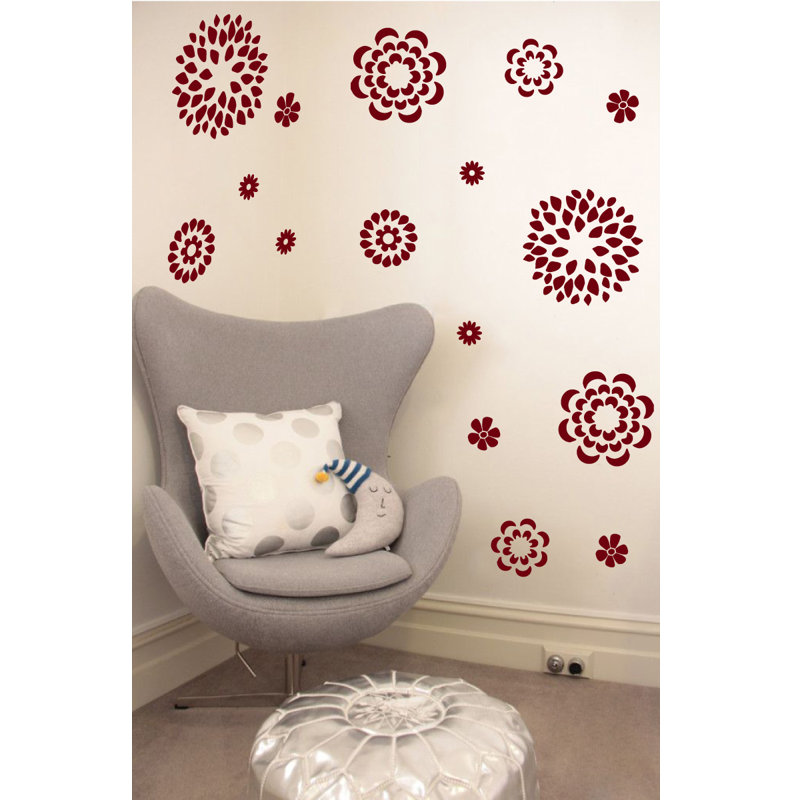 Adhésif décoratif motif floral, H 19 po x l 24 po x P 0,01 po, Bourgogne