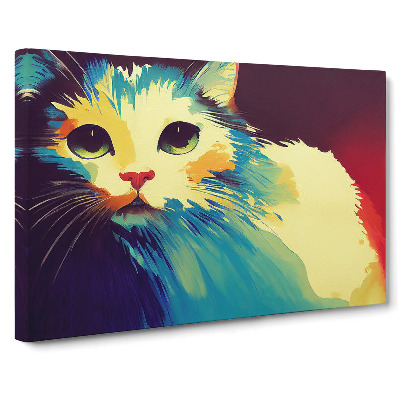 Colourful Cat Vol.4 - Wrapped Canvas, 35cm H x 50cm W x 3cm D
