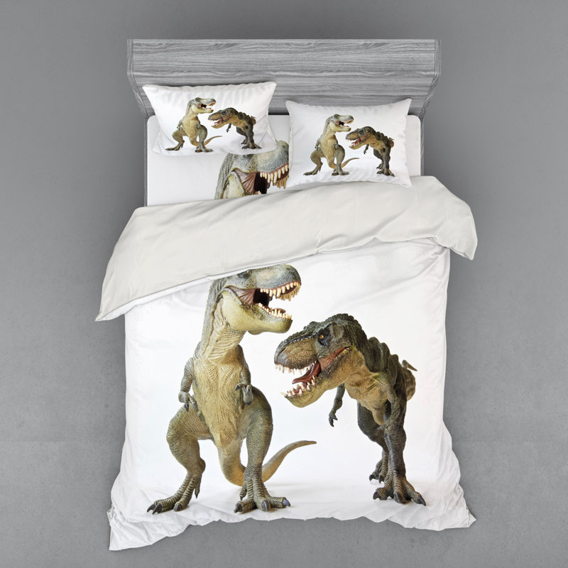 Dinosaur Quilt Set, Queen Duvet Cover + 3 Additional Pieces
