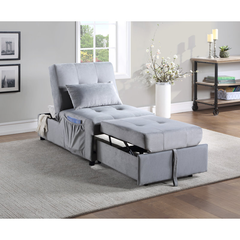 Banc de rangement à plateau relevable moderne avec lit escamotable 1 pièce, Gris