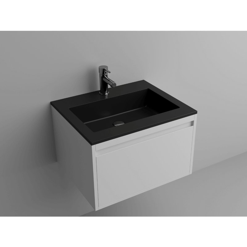 Évier de salle de bain simple à surface unie en noir mat Lupo 24 po