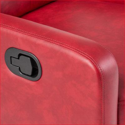 Recliner, Contemporary with Lever Mechanism | Crimson Red | PU Upholstery