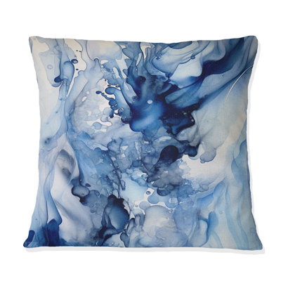 Coussin décoratif abstrait avec vagues abstraites bleues classiques V
