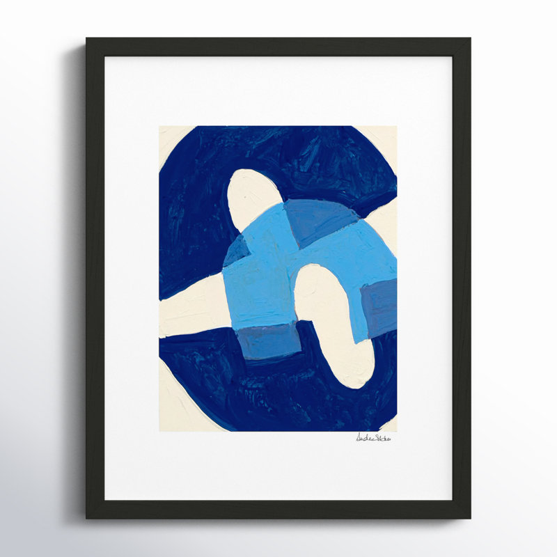 Indigo Ensemble 2 Painting by Andrea Stokes, 20" H x 16" W, Black Framed