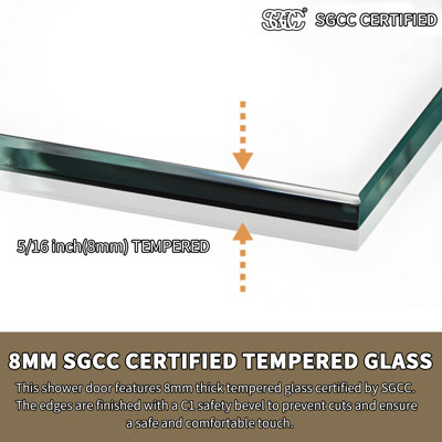 60" W X 34" D X 72" H Frameless Rectangle Sliding Shower Enclosure With 5/16" Clear Tempered Glass