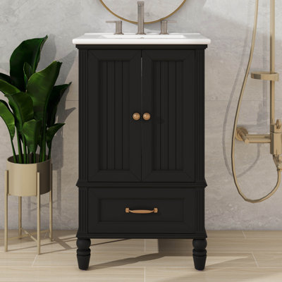 20 Inch Bathroom Vanity With Sink – Quiet Soft-Close Doors, Single Drawer, Magnetic Door Catch And Adjustable Feet Pads