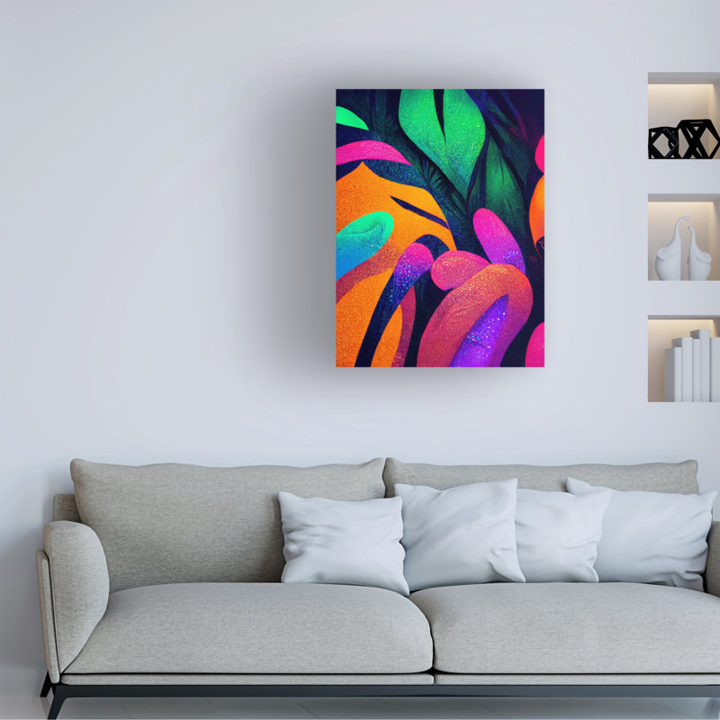 Art mural sur toile tendue - motif mural «Jungle 12» de Wumples pour décor de salon, de chambre à coucher ou de bureau - 14 x 19