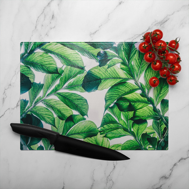 Tropical Palm Glass Chopping Board