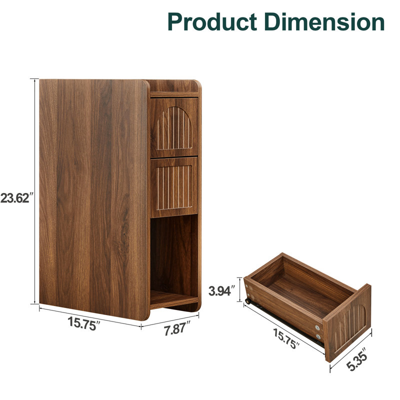 Ailey 2-Drawer Narrow Nightstand with Push-to-Open, Compact Bedside Table, 1