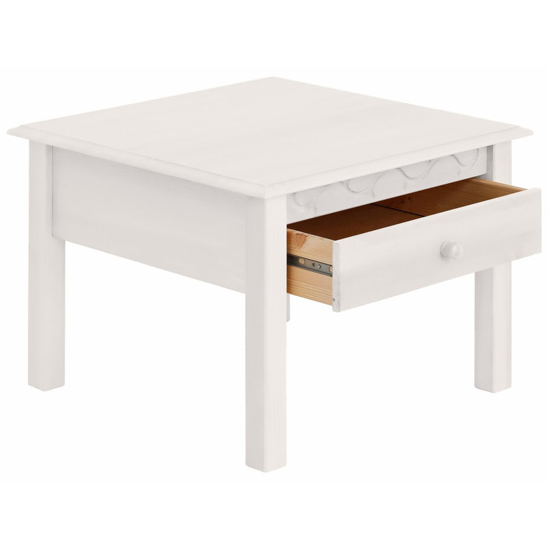 Arthur Solid Wood Four Leg Coffee Table with Storage, White