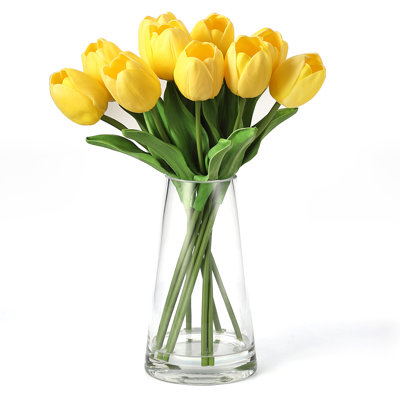 Real Touch Artificial Silk Tulip Bouquet with Stems for Wedding, Home Table Decor & Gifts