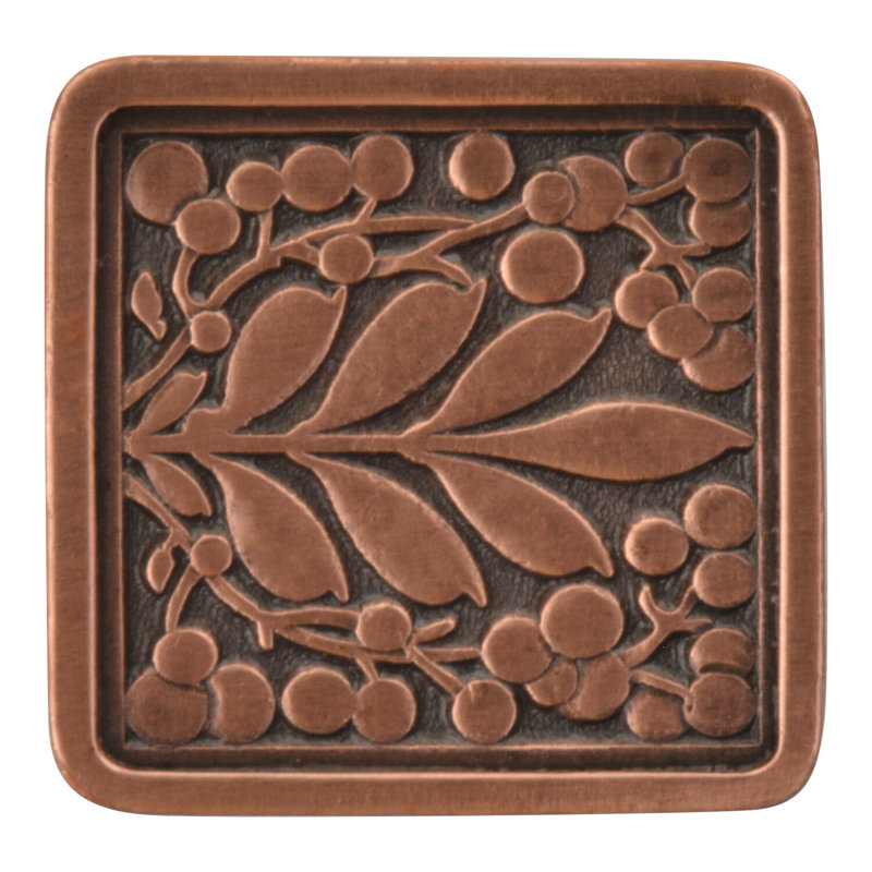 English Garden 1.375" Length Square Knob, Antique Copper