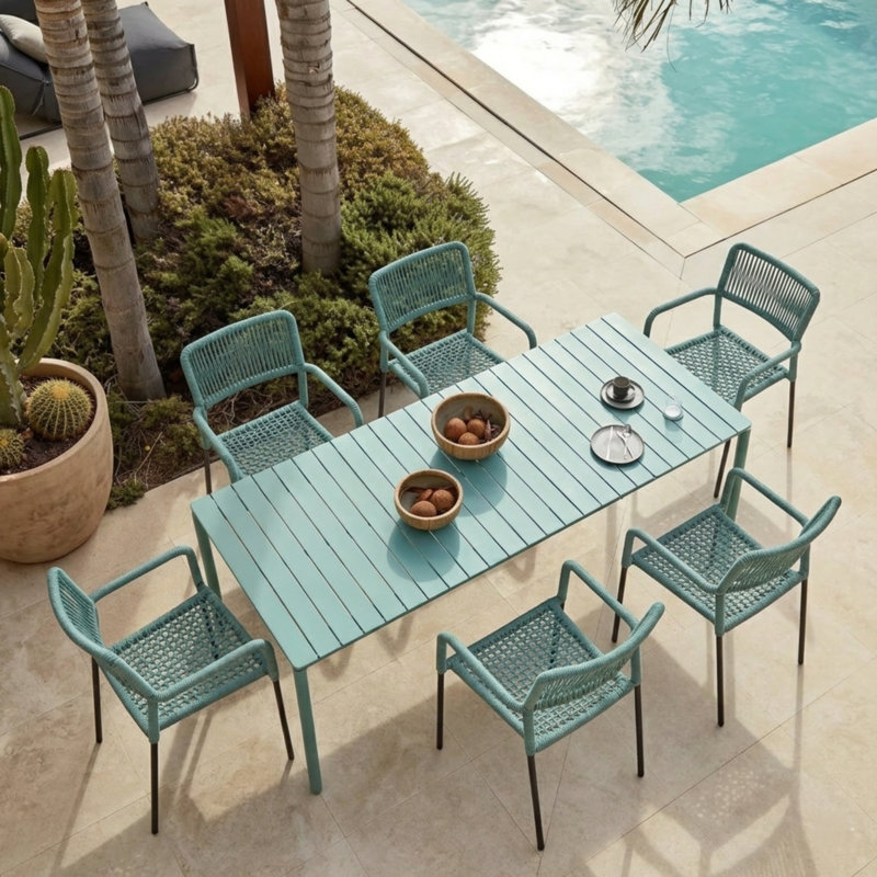 Chaises de patio en corde tissée Fargo, Vert sauge