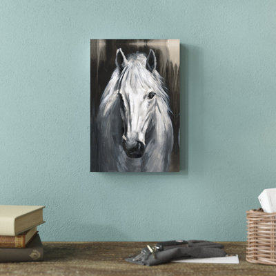 " White Gray Horse " Painting Print