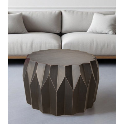 Table basse ronde en bois massif noir